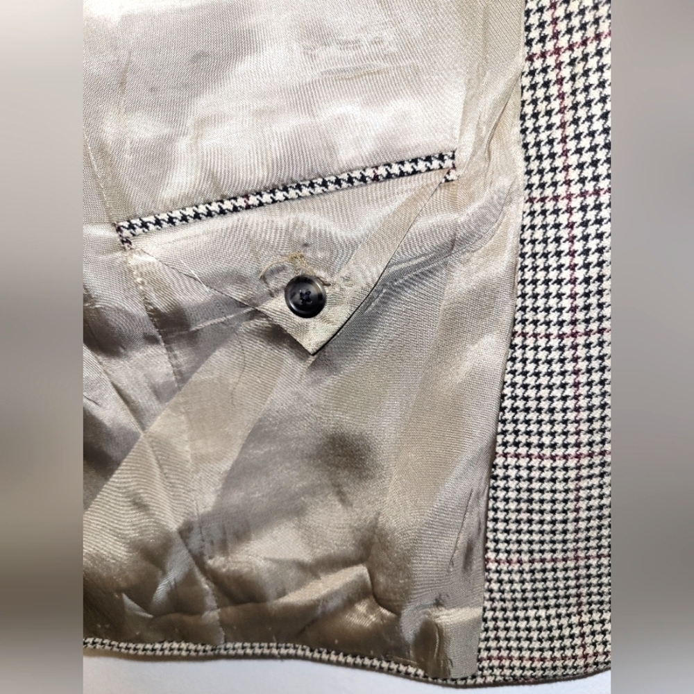 Vintage Burberrys Wool Houndstooth Blazer Saks Fifth Avenue Size Large - Picture 12 of 16